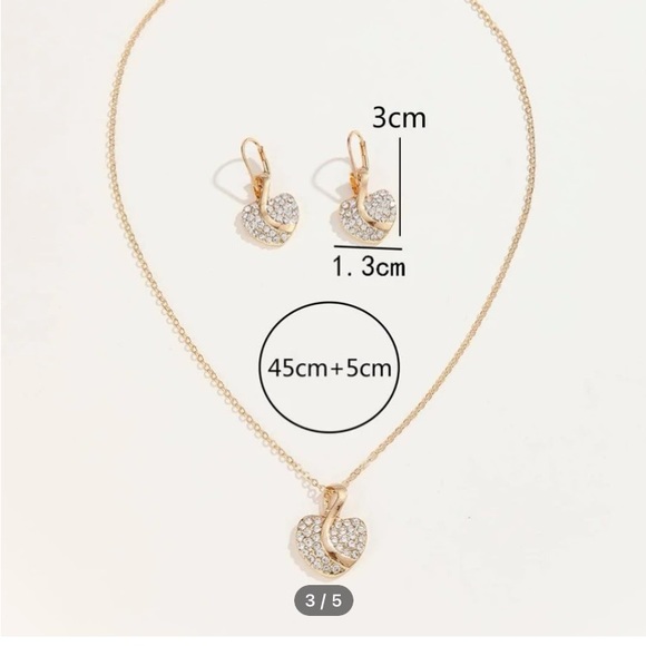 🆕 Gold Heart Necklace & Earrings Set!!! Brand New!!!! - Picture 5 of 5